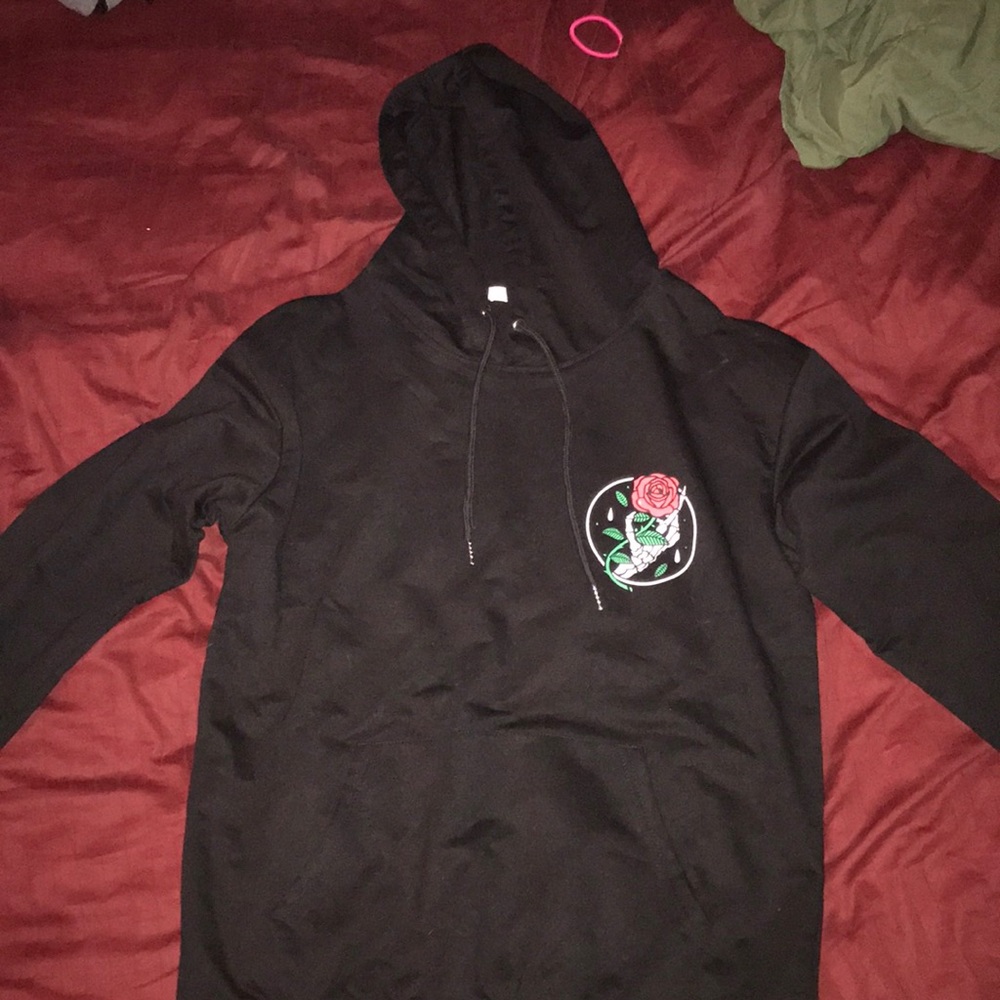 Black Hoodie With Rose